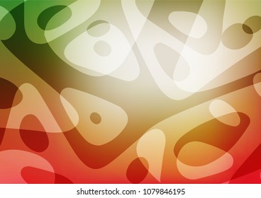 Light Green, Red vector indian curved background. Shining colored illustration with doodles in Zen tangle style. The elegant pattern can be used as a part of a brand book.