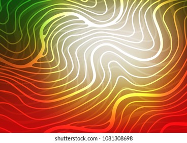Light Green, Red vector indian curved template. Ethnic elegant natural pattern with gradient. The doodle design can be used for your web site.