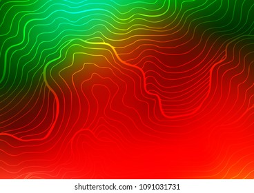 Light Green, Red vector indian curved pattern. Geometric doodle illustration in Origami style with gradient. A completely new template for your business design.
