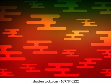 Light Green, Red vector indian curved template. Shining colored illustration with doodles in Zen tangle style. The pattern can be used for coloring books and pages for kids.