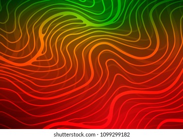Light Green, Red vector indian curved template. Colorful illustration in abstract style with doodles and Zen tangles. The elegant pattern can be used as a part of a brand book.
