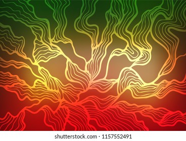 Light Green, Red vector indian curved texture. A completely new color illustration in doodle style. Hand painted design for web, leaflet, textile.