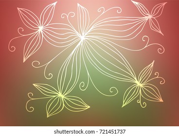 Light Green, Red vector indian curved pattern. Colorful abstract illustration with lines in Asian style. The textured pattern can be used for website.