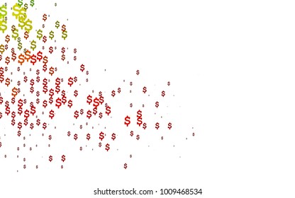 Light Green, Red vector layout with banking symbols. Shining colored illustration with dollar signs, USD. Best design for your ad, poster, banner of USD money.