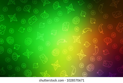 Light Green, Red vector layout with restaurant food. Beautiful colored illustration with food in doodle style. Pattern for ad, booklets, leaflets of restaurants.