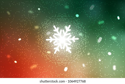 Light Green, Red vector layout with bright snowflakes. Modern geometrical abstract illustration with crystals of ice. The template can be used as a new year background.