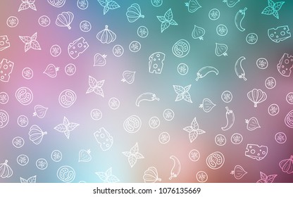 Light Green, Red vector layout with restaurant food. Beautiful colored illustration with food in doodle style. Template for meal cooking in kitchen.