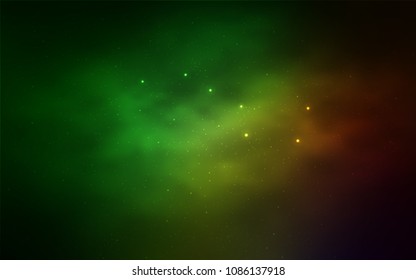Light Green, Red vector layout with cosmic stars. Space stars on blurred abstract background with gradient. Smart design for your business advert.