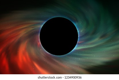 Light Green, Red vector layout with a black hole, universe. Illustration with colorful milky way stars and a black hole. Pattern for posters, banners of sales.