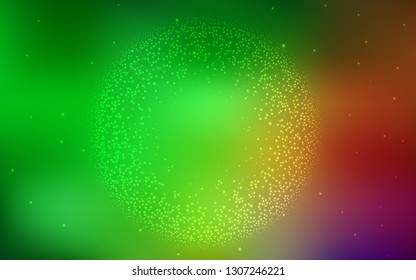 Light Green, Red vector layout with cosmic stars. Shining colored illustration with bright astronomical stars. Best design for your ad, poster, banner.
