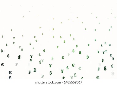 Light Green, Red vector layout with banking symbols. Blurred design in simple style with symbols of currency. Design for ad, poster, banner of money making.