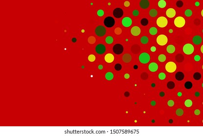 Light Green, Red vector layout with circle shapes. Modern abstract illustration with colorful water drops. Pattern of water, rain drops.