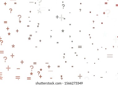 Light Green, Red vector layout with algebra elements. Colored mathematic signs with gradient on white background. Pattern for ad, booklets, leaflets of education.