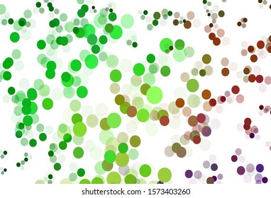 Light Green, Red vector layout with circle shapes. Modern abstract illustration with colorful water drops. Pattern for futuristic ad, booklets.
