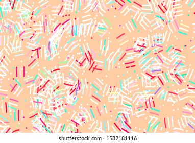 Light Green, Red vector layout with flat lines, dots. Shining colored illustration with sharp stripes. Best design for your ad, poster, banner.