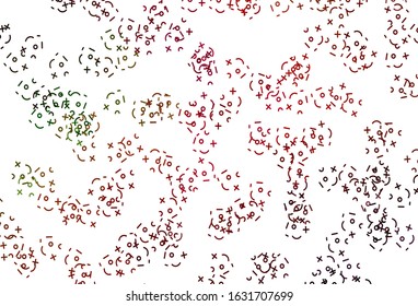 Light Green, Red vector layout with algebra elements. Shining colorful illustration with isolated Digit signs. Template for landing page of typography.