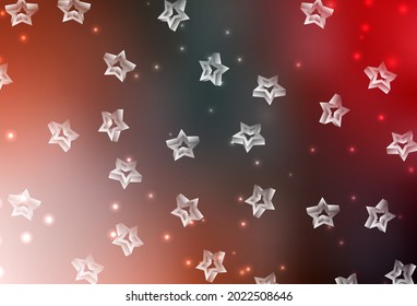 Light Green, Red vector layout with bright stars. Blurred decorative design in simple style with stars. Best design for your ad, poster, banner.