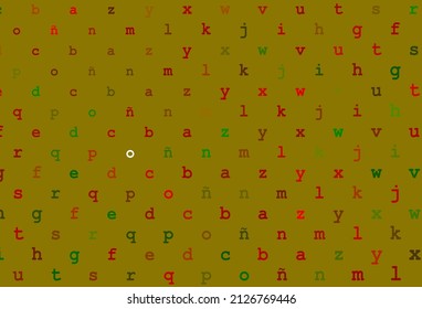 Light green, red vector layout with latin alphabet. Modern geometrical illustration with ABC english symbols. Best design for your ad, poster, banner of college.