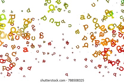 Light Green, Red vector layout with latin alphabet. Modern geometrical illustration with ABC english symbols. The pattern can be used as ads, poster, banner for books.