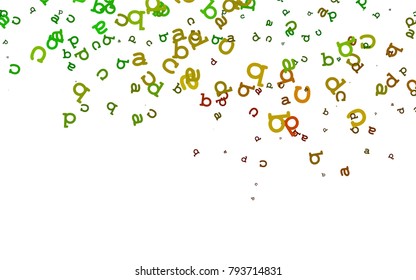 Light Green, Red vector layout with latin alphabet. Colored alphabet signs with gradient on white background. Smart design for your business advert of university.