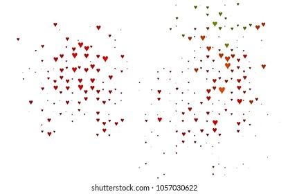 Light Green, Red vector lovely background with hearts. Valentines greeting card with cute hearts. Abstract pattern for your design, website, ad.