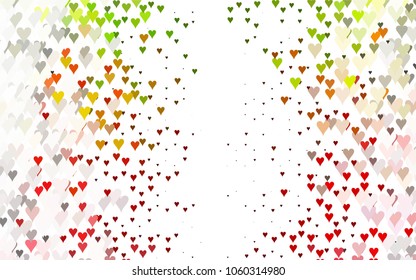 Light Green, Red vector lovely background with hearts. Valentines greeting card with cute hearts. Abstract pattern for your design, website, ad.