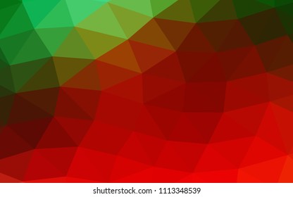 Light Green, Red vector low poly low poly. Triangular geometric sample with gradient.  The elegant pattern can be used as part of a brand book.