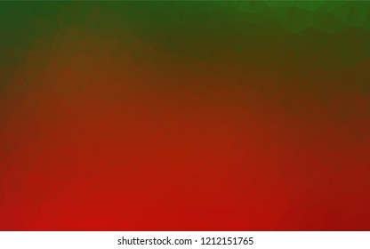 Light Green, Red vector low poly cover. Triangular geometric sample with gradient.  A new texture for your design.