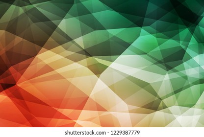 Light Green, Red vector low poly cover. Polygonal abstract illustration with gradient. New template for your brand book.