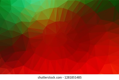 Light Green, Red vector low poly layout. Modern geometrical abstract illustration with gradient. A completely new design for your business.
