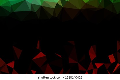 Light Green, Red vector low poly cover. Shining illustration, which consist of triangles. The best triangular design for your business.