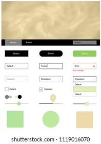 Light Green, Red vector Material Design Kit with stars. Web ui kit with abstract gradient clouds in its header. This sample is for your website.