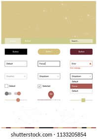 Light Green, Red vector Material Design Kit with lines, circles. Style guide in polygonal style with triangles, circles. Beautiful layout for websites, landing pages.