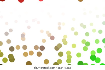 Light Green, Red vector modern geometrical circle abstract background. Dotted texture template. Geometric pattern in halftone style with gradient. 