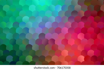 Light Green, Red vector modern geometrical circle abstract background. Dotted texture template. Geometric pattern in halftone style with gradient. 