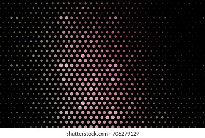 Light Green, Red vector modern geometrical circle abstract background. Dotted texture template. Geometric pattern in halftone style with gradient. 
