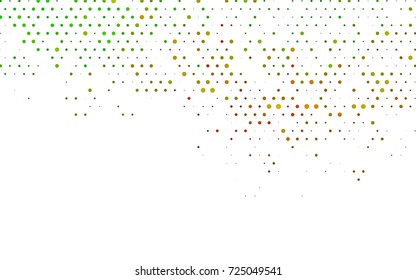 Light Green, Red vector modern geometrical circle abstract background. Dotted texture template. Geometric pattern in halftone style with gradient. 