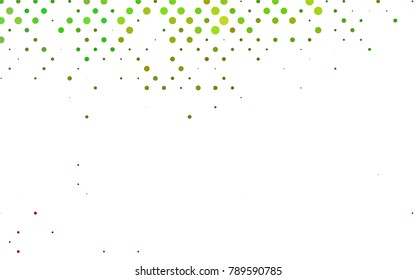 Light Green, Red vector modern geometrical circle abstract background. Dotted texture template. Geometric pattern in halftone style with gradient. 