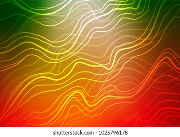 Light Green, Red vector natural elegant background. Doodles on blurred abstract background with gradient. The pattern can be used for coloring books and pages for kids.