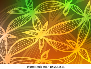 Light Green, Red vector natural abstract floral template. Sketchy hand drawn doodles on blurred background. Hand painted design for web, wrapping, wallpaper.