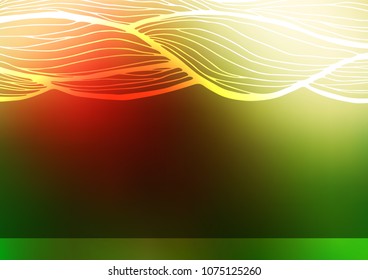 Light Green, Red vector natural elegant texture. Colorful abstract illustration with lines in Asian style. Brand-new style for your business design.