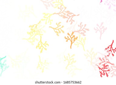 Light Green, Red vector natural pattern with branches. Leaves and branches with gradient on white background. Elegant pattern for your brand book.