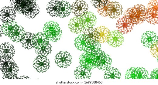 Light Green, Red vector natural backdrop with flowers. Simple colored illustration with abstarct flowers. Smart design for leaflets, books.