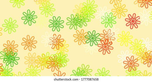Light Green, Red vector natural artwork with flowers. Colorful flowers in natural style on simple background. Brand new business design.