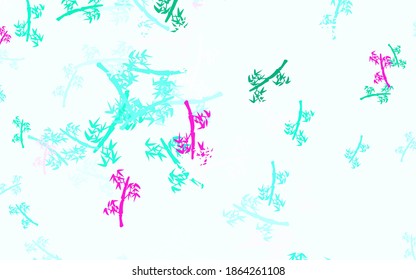 Light Green, Red vector natural pattern with branches. Doodle illustration of leaves and branches in Origami style. New template for your design.