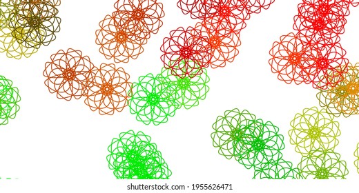 Light Green, Red vector natural artwork with flowers. Modern design with gradient Flowers on abstract background. Best design for your business.