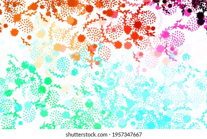 Light Green, Red vector natural background with flowers Colorful illustration in doodle style with flowers. Pattern for wallpapers, coloring books.
