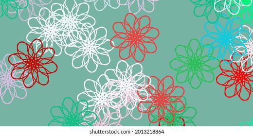 Light Green, Red vector natural backdrop with flowers. Modern design with gradient Flowers on abstract background. Best design for your business.