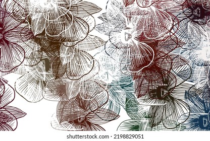 Green claro, Red vectorial patrón natural con flores. Ilustración abstracta moderna con flores. Patrón texturizado para sitios web, banners.