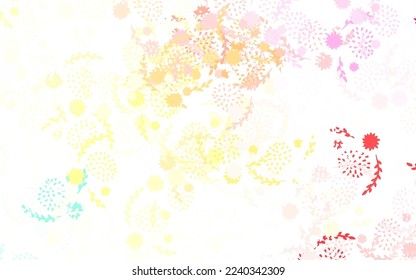Verde claro, rojo vectorial fondo natural con flores, rosas. Ilustración creativa de estilo borroso con flores. Patrón para jefes de sitios web, diseños.